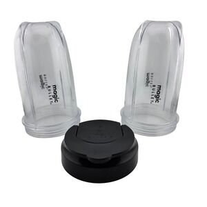Magic Bullet Replacement‎ Cups 16oz Set of 2 with Lid Clear Pre Owned